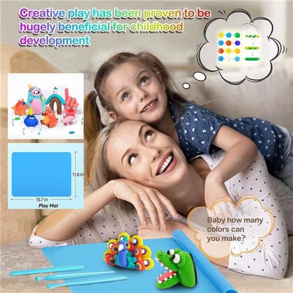50 Colors Air Dry Clay, Modeling Clay for Kids with Play Mat & 3 Sculpting Tool - Picture 3 of 7
